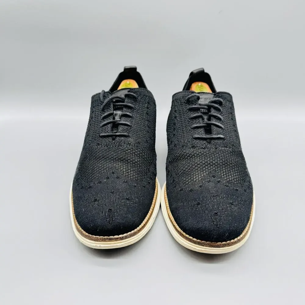 Cole Haan Shoes Mens 10.5 Black Knit OriginalGrand Wingtip Oxford Dress Comfort